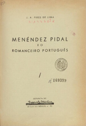 Menéndez Pidal e o romanceiro português