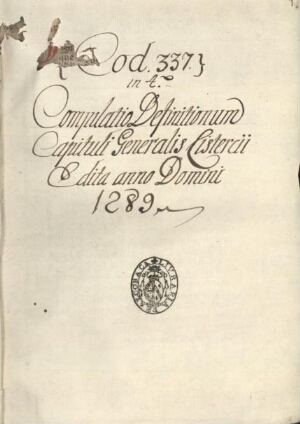 Compilatio diffinitionum capituli generalis [cisterciense], edito anno Domini 1289