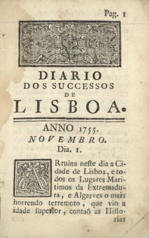Diario dos successos de Lisboa, desde o terremoto até o exterminio dos Jezuitas, traduzido do idioma...