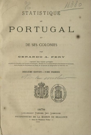 Statistique du Portugal et de ses Colonies