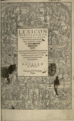 Lexicon graeco latinum nouissime ab inumeris mendis recognitum, & insigni accessione auctum per Conr...