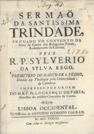 Sermaõ da Santissima Trindade, prégado no Convento da Serra de Cintra dos Religiosos Trinos, Redempt...