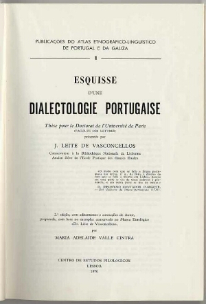 Esquisse d'une dialectologie portugaise