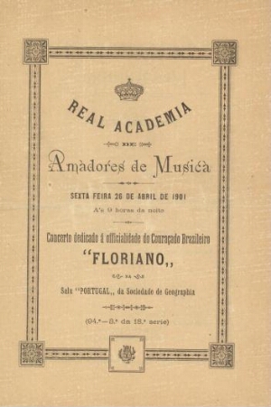 Concerto dedicado á officialidade do couraçado brazileiro "Floriano" na sala Portugal da Sociedade d...