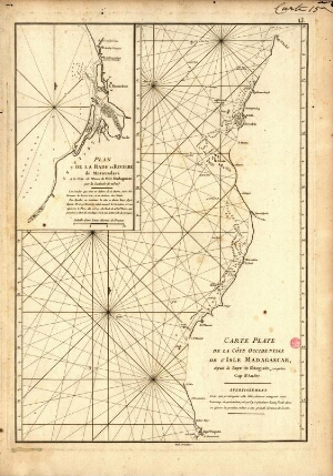 Carte Plate de la côte occidentale de l'Isle Madagascar, depuis la Baye de St. Augustin jusqu'au Cap...