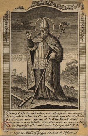 S. Genz I Bispo de Lisboa, e martirizado na mesma, Advogado dos Partos, Dores de Cadeiras Dor de Ped...