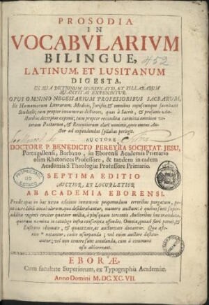 Prosodia in vocabularium bilingue, Latinum, et Lusitanum digesta...