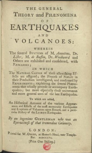 The General Theory and Phaenomena of Earthquakes and Volcanoes