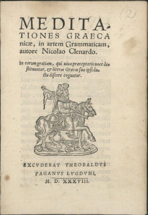 Meditationes graecanicae in artem grammaticam autore Nicolao Clenardo...