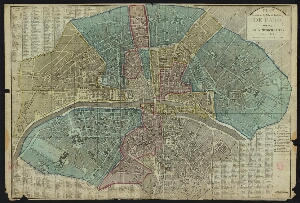 Plan routier de la ville et faubourg de Paris divisé en 12 municipalités