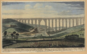 A prospect of the new Aqueduct of Lisbon, as crossing over the Vallery of Alcantra = Perspectiva dos...