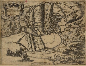 Plan veritable de la Ville de la Rochelle et les nouvelles fortifications qu'ils on faictes au devan...