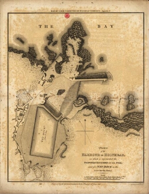 Plan of the harbour of Holyhead, on which is represented the proposed extension of the Pier, and of ...