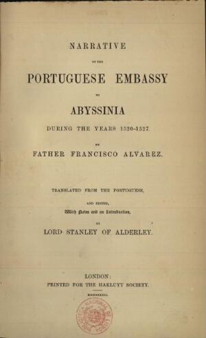 Narrative of the Portuguese embassy to Abyssinia during the years 1520-1527