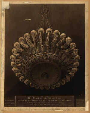 This plate of the bronze lamp, given by the Prince Regent, to the Royal Academy