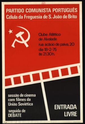 Sessão de cinema com filmes da União Soviética, seguida de debate