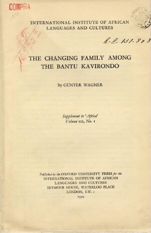 The changing family among the bantu kavirondo