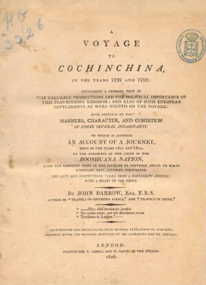 A voyage to Cochinchina in the years 1792 and 1793