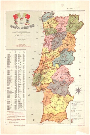 Carta de Portugal continental segundo os ultimos elementos oficiaes e em harmonia com os actuaes pro...