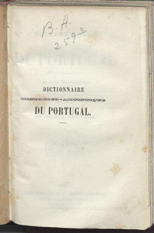 Dictionnaire historico-artistique du Portugal pour faire suite à lªouvrage ayant pour titre