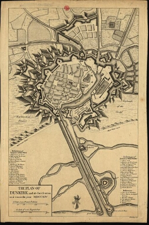 The plan of Dunkirk and itªs fortification as it was in the year MDCCXIV
