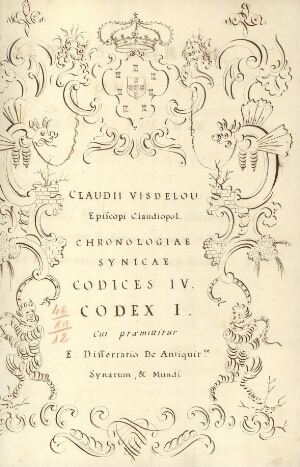 Chronologiae Synicae. Códices IV. Codex I. Cui praemittitur E dissertatio De antiquitate Synarum et ...
