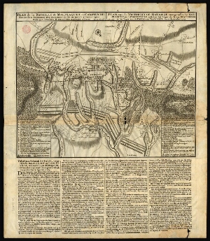 Plan de la bataille de Malplaquet et Camperdu donnée le 11 septembre 1709 à 7 heures du matin jusqu´...