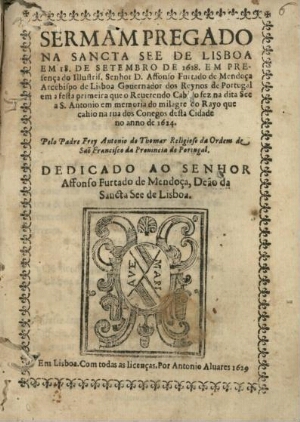 Sermam pregado na sancta See de Lisboa em 18. de Setembro de 1628.