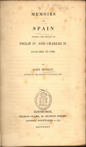 Memoirs od Spain during of reigns of Philip IV and Charles II from 1621 to 1700
