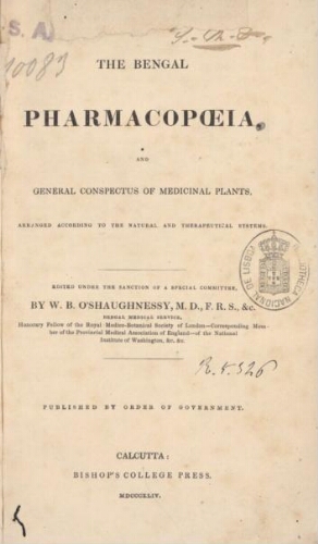 The Bengal Pharmacopoeia, and general conspectus of medicinal plants, arranged according to the natu...