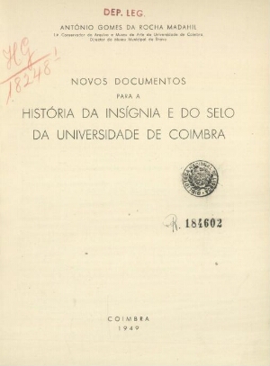 Novos documentos para a história da insígnia e do selo da Universidade de Coimbra
