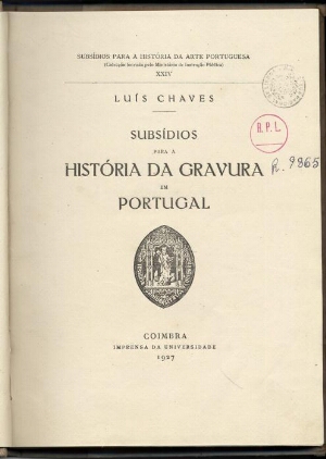 Subsídios para a história da gravura em Portugal