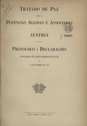 Tratado de paz entre as potências aliadas e associadas e a Áustria