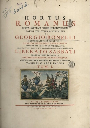 Hortus Romanus juxta systema Tournefortianum paulo strictius distributus a Georgio Bonelli Monregale...