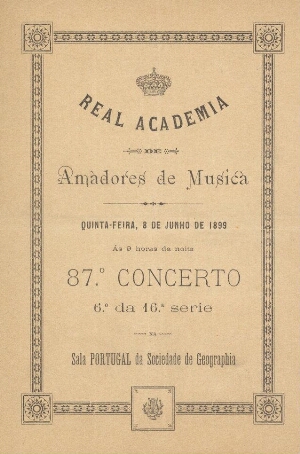 87.º concerto, 6.º da 16.ª serie na sala Portugal da Sociedade de Geographia