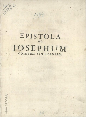 Epistola ad Josephum Michaelem Comitem Vimiosensem, Regiae Academiae Socium