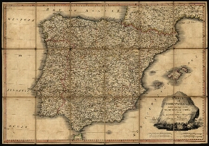 Spain and Portugal divided into their respective kingdoms and provinces, from the Spanish and Portug...