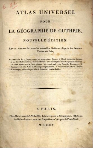 Atlas universel pour la géographie de Guthrie