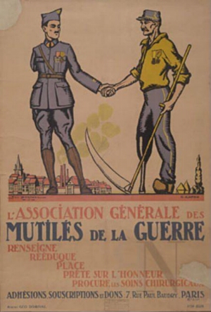 L'Association Générale des Mutilés de la Guerre renseigne, rééduque, place, prête sur l'honneur, pro...