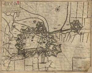 Plan de la Ville d'Aire et du fort St. François... Ville fut Assiegees par les troupes des Hauts All...