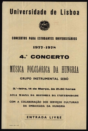 Concertos para estudantes universitários, 1977-1978