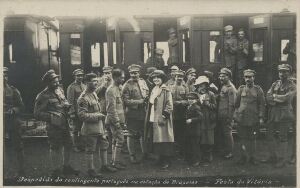 Despedida do contingente português na estação de Bruxelas