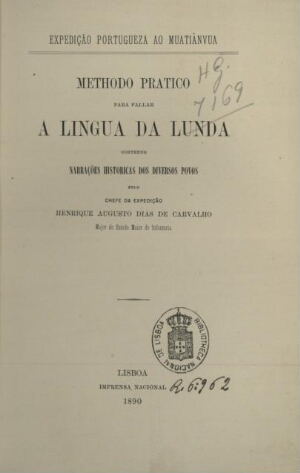 Methodo pratico para fallar a lingua da Lunda contendo narrações historicas dos diversos povos
