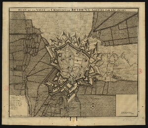 Plan de la ville et chateau, de Bethune, assiegée par les allies