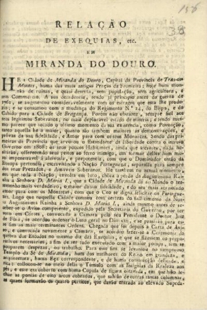 Relação de exequias, etc. em Miranda do Douro