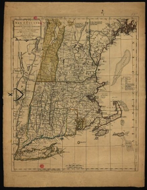 A map of New England containing the provinces of Massachusets Bay and New Hampshire, with the coloni...