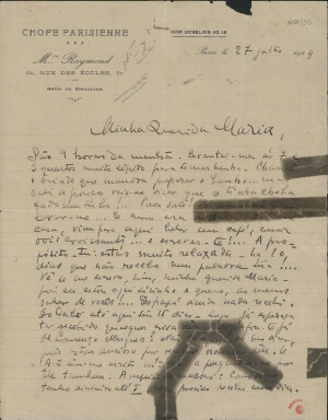 [Carta, 1914 jul. 27, Paris a Maria Cardoso de Sá Carneiro]