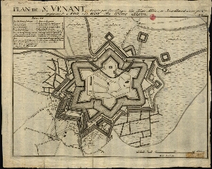 Plan de St. Venant Assiegées par les troupes des Hauts alliez 1710 nouvellement levée par un Ingiene...