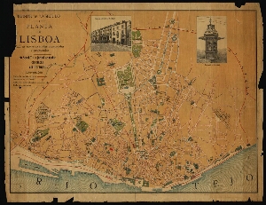 Planta de Lisboa com as novas avenidas construidas e projectadas