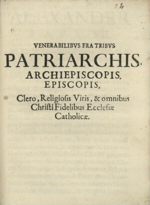 Venerabilibus fratribus patriarchis, archiepiscopis, episcopis, clero, religiosis viris, & omnibus C...